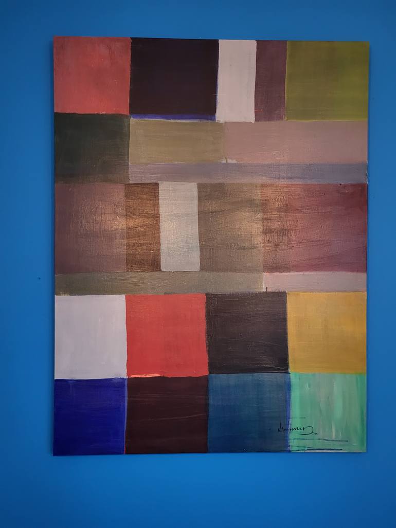 Original Abstract Geometric Painting by Nikos Lamprinos