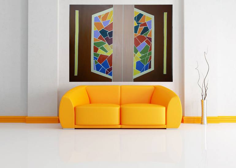 Original Abstract Geometric Painting by Nikos Lamprinos