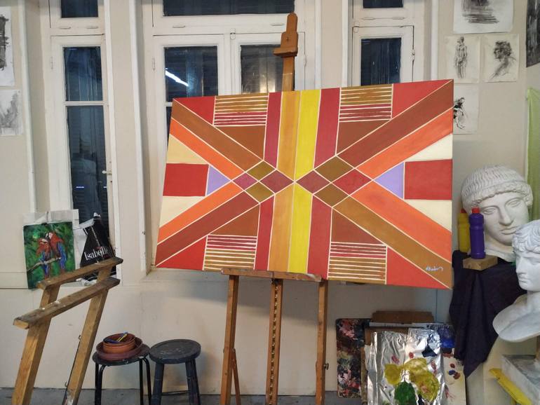 Original Abstract Geometric Painting by Nikos Lamprinos