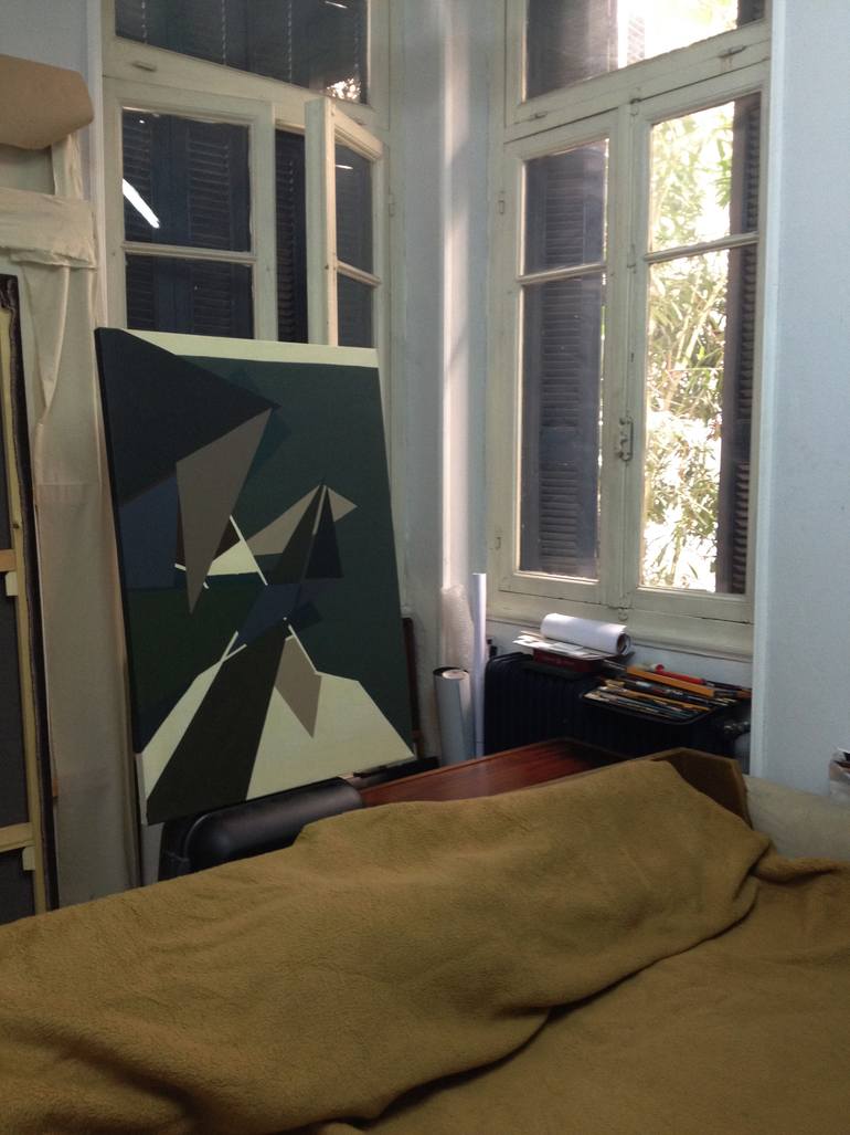 Original Abstract Geometric Painting by Nikos Lamprinos