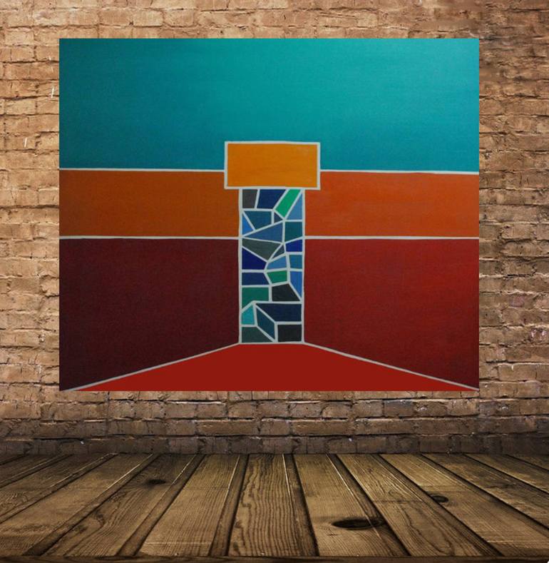 Original Abstract Geometric Painting by Nikos Lamprinos