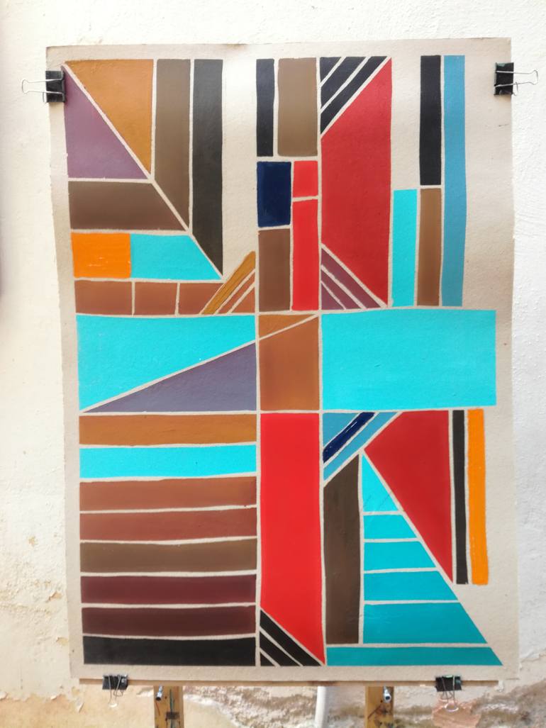 Original Abstract Geometric Painting by Nikos Lamprinos