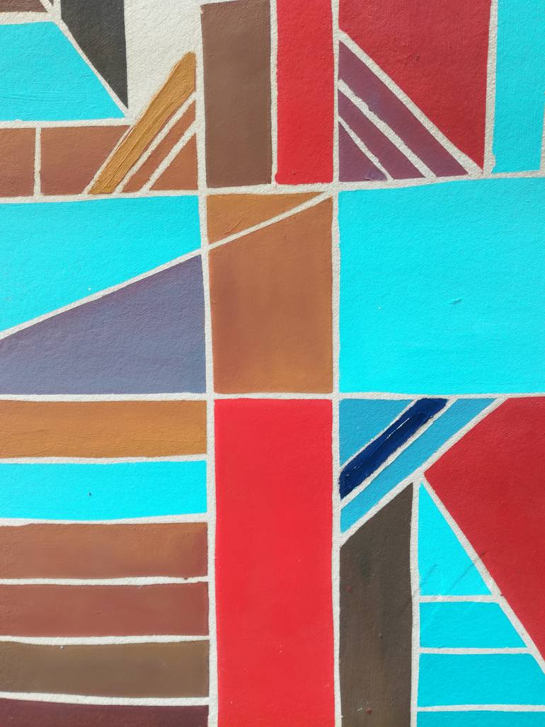Original Abstract Geometric Painting by Nikos Lamprinos