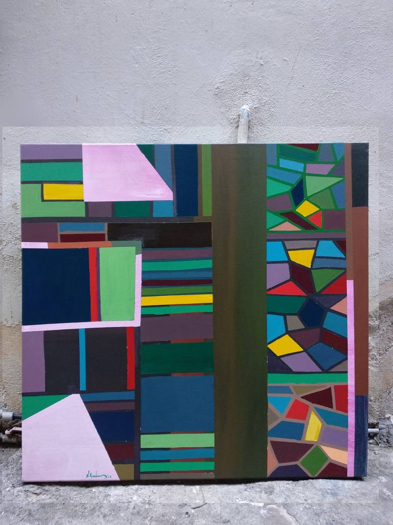 Original Abstract Geometric Painting by Nikos Lamprinos