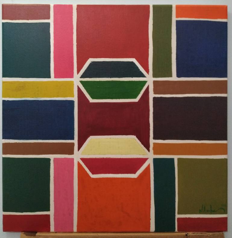 Original Abstract Geometric Painting by NIKOS LAMPRINOS