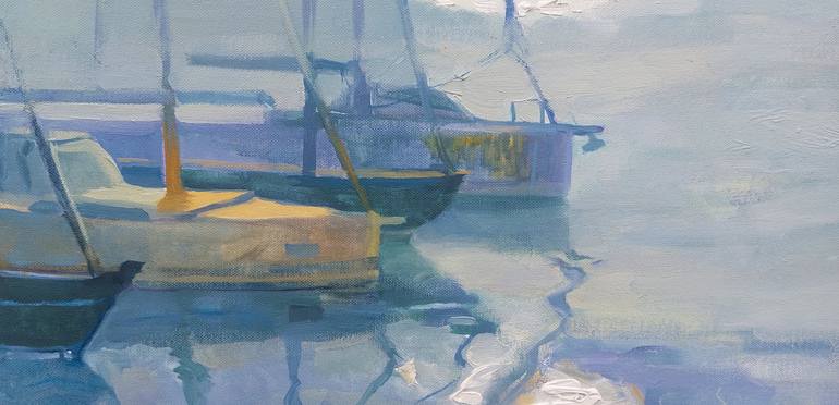 Original Impressionism Boat Painting by Anastasiia Grygorieva