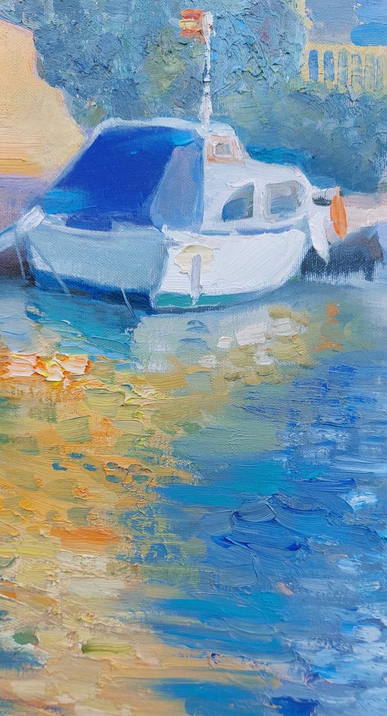 Original Expressionism Boat Painting by Anastasiia Grygorieva