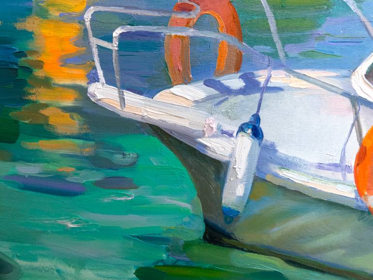 Original Abstract Expressionism Boat Painting by Anastasiia Grygorieva