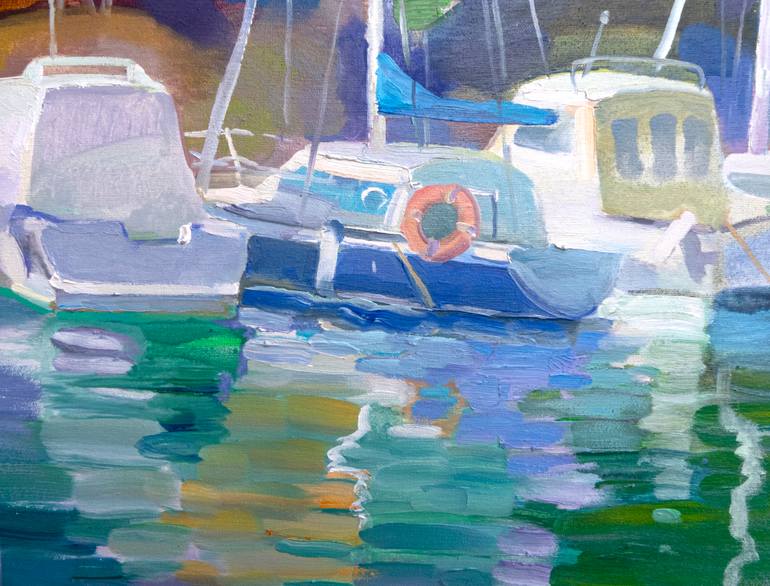 Original Abstract Expressionism Boat Painting by Anastasiia Grygorieva