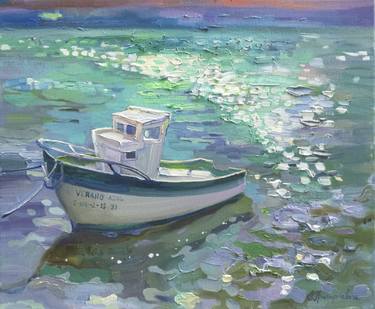 Original Impressionism Boat Paintings by Anastasiia Grygorieva