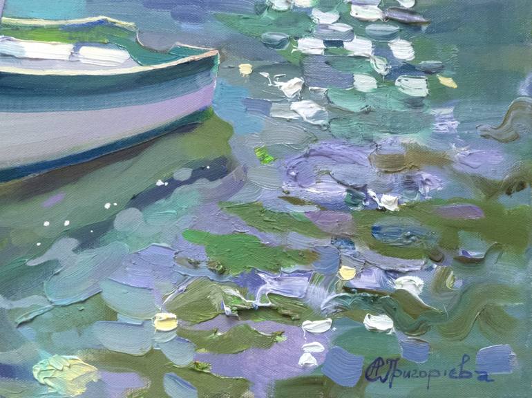 Original Impressionism Boat Painting by Anastasiia Grygorieva