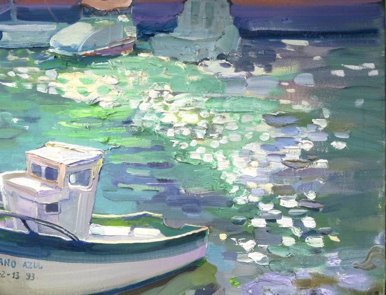 Original Impressionism Boat Painting by Anastasiia Grygorieva