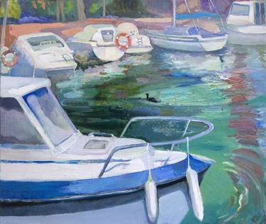 Original Expressionism Boat Paintings by Anastasiia Grygorieva