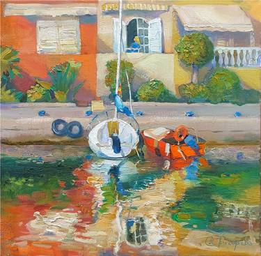 Print of Expressionism Boat Paintings by Anastasiia Grygorieva