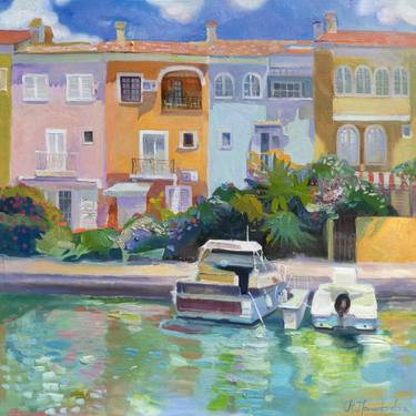 Original Expressionism Boat Paintings by Anastasiia Grygorieva