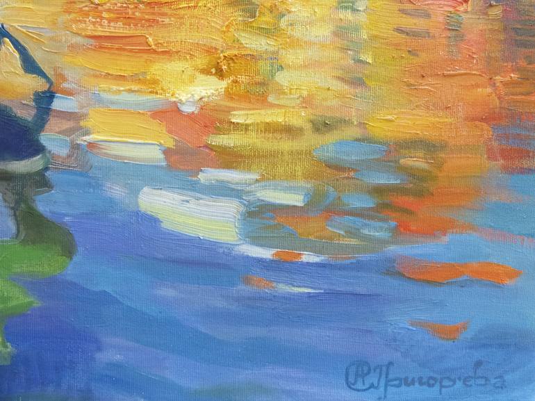 Original Abstract Expressionism Boat Painting by Anastasiia Grygorieva