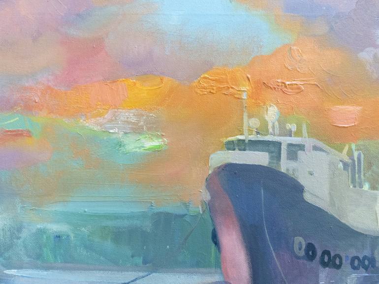 Original Impressionism Boat Painting by Anastasiia Grygorieva