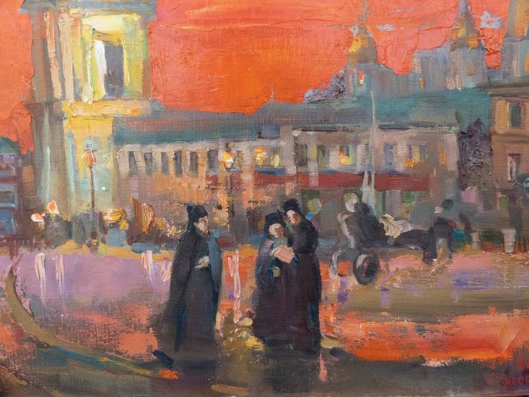 Original Abstract Expressionism Architecture Painting by Anastasiia Grygorieva