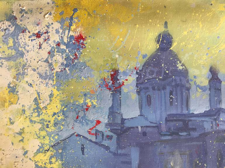 Original Abstract Expressionism Architecture Painting by Anastasiia Grygorieva