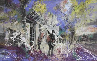 Original Abstract Expressionism Architecture Paintings by Anastasiia Grygorieva