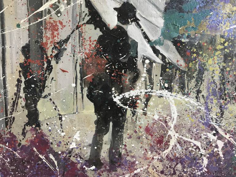 Original Abstract Expressionism Architecture Painting by Anastasiia Grygorieva