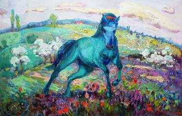 Print of Impressionism Horse Paintings by Anastasiia Grygorieva