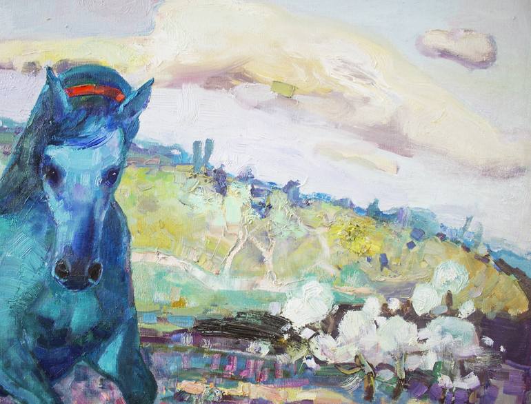 Original Impressionism Horse Painting by Anastasiia Grygorieva