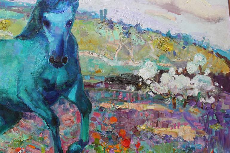 Original Impressionism Horse Painting by Anastasiia Grygorieva