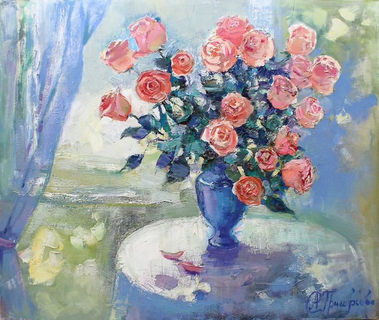 Print of Expressionism Floral Paintings by Anastasiia Grygorieva