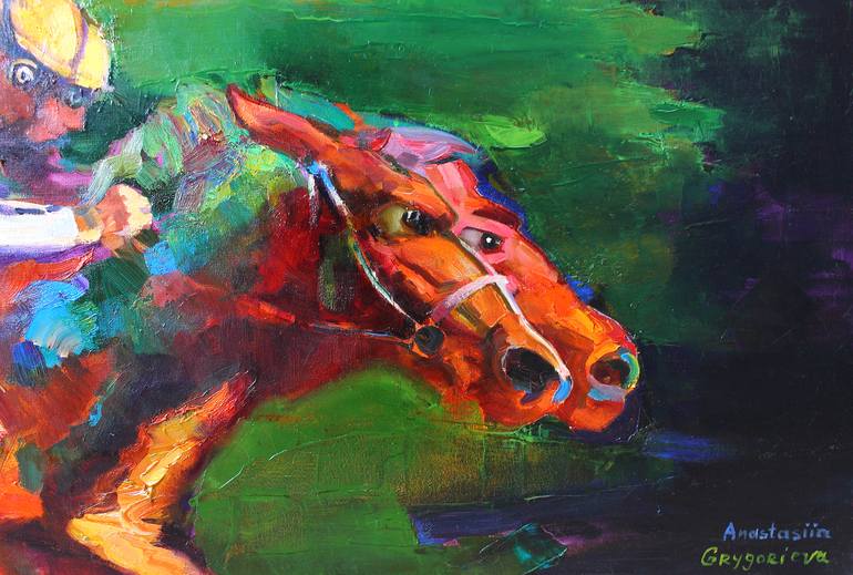 Original Abstract Expressionism Horse Painting by Anastasiia Grygorieva