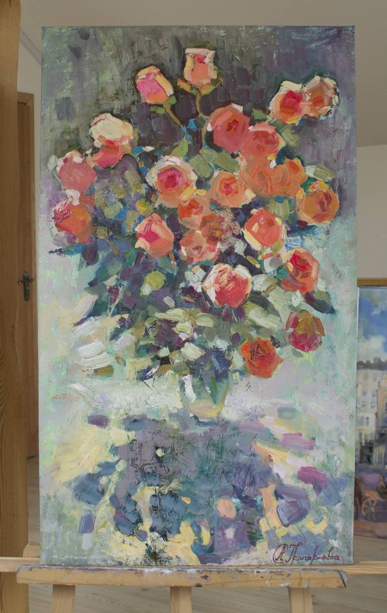 Original Impressionism Floral Painting by Anastasiia Grygorieva