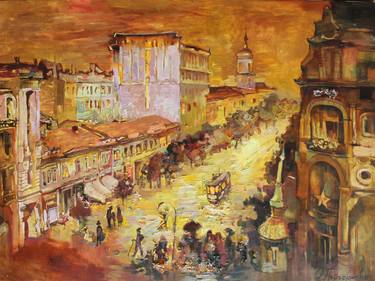 Original Figurative Cities Paintings by Anastasiia Grygorieva