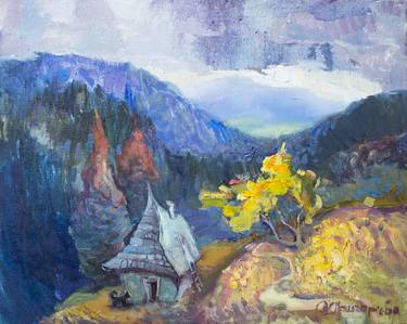 The house on the slope of the Carpathian Mountains thumb
