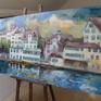 The picture was painted from sketches wich were made from real landscape during artistic open air in Switzerland. I was impressed the beauty of this city which called Zurich. 
Painting size 160x80cm/oil on canvas/ 2017
The picture is ready to hang (edges of a picture is gray)
Signed on the front and back.
Certificate of authenticity is included.
Packaged safely.
Can be sent in tube if need.