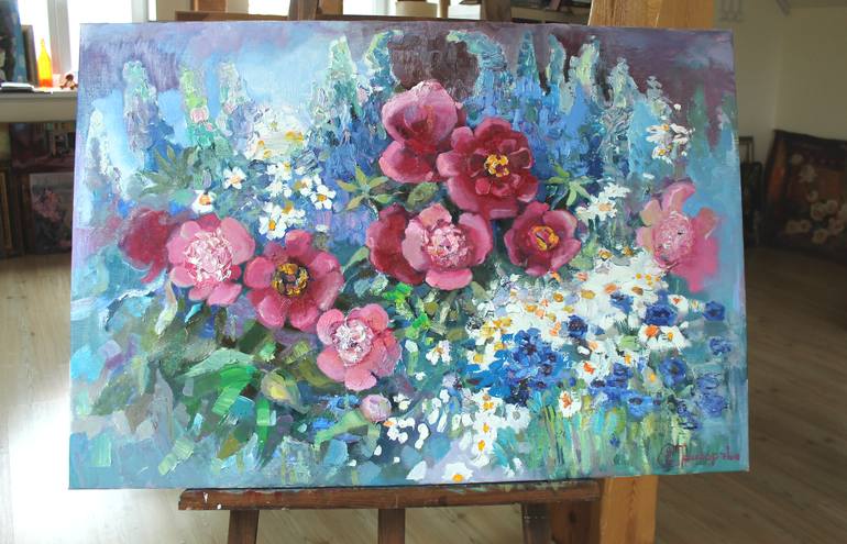 Original Impressionism Floral Painting by Anastasiia Grygorieva