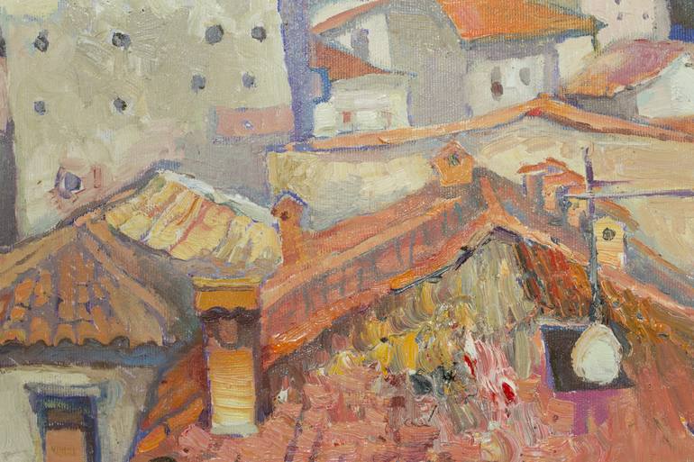 Original Abstract Expressionism Cities Painting by Anastasiia Grygorieva