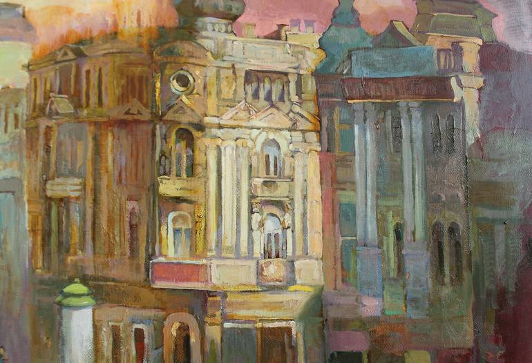 Original Abstract Expressionism Architecture Painting by Anastasiia Grygorieva