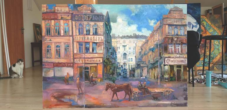 Original Abstract Expressionism Architecture Painting by Anastasiia Grygorieva