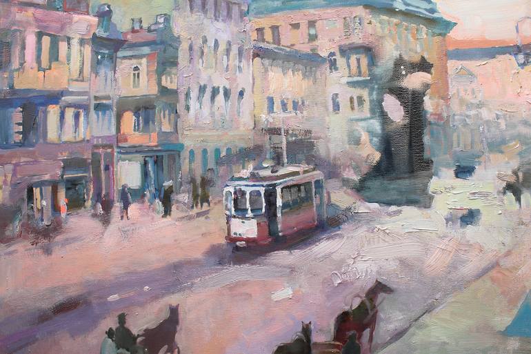 Original Abstract Expressionism Cities Painting by Anastasiia Grygorieva