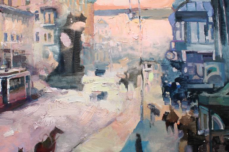 Original Abstract Expressionism Cities Painting by Anastasiia Grygorieva