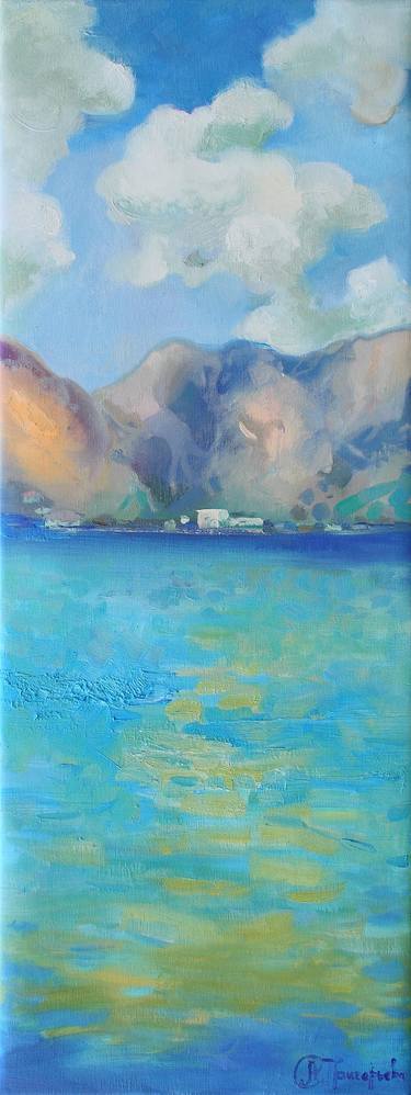 Mountains and Sea Landscape Painting  Seascape Painting  Original Acrylic Painting