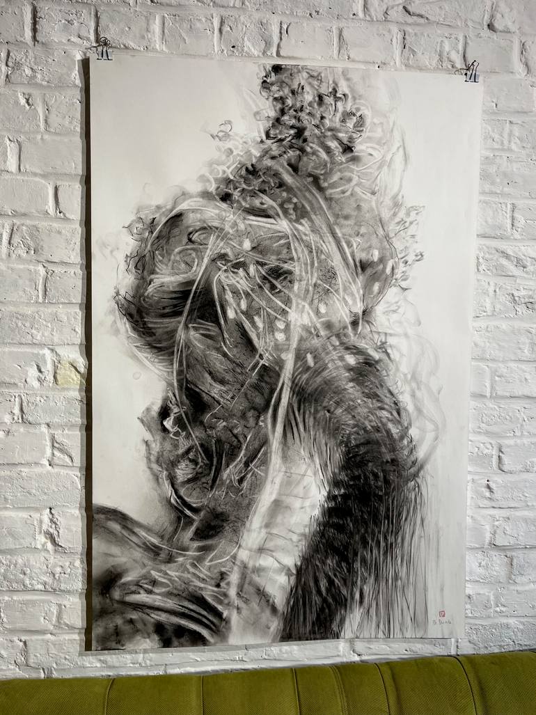 Original Abstract Expressionism Body Drawing by Philippe Briade
