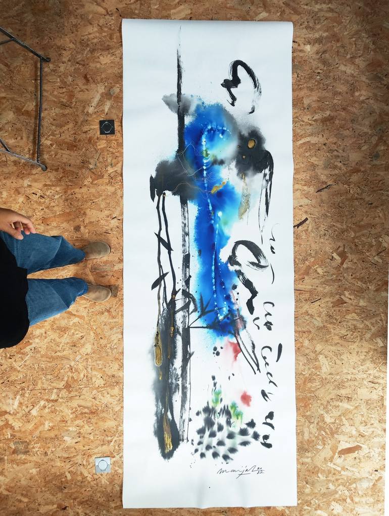 Original Abstract Calligraphy Painting by Marijah Bac Cam