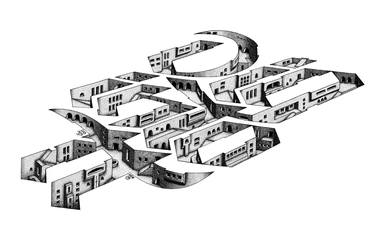 Original Black & White Typography Drawing by Mathieu Bay