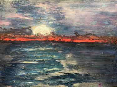 Saatchi Art Artist Benjamin Romney; Paintings, “Malibu moonrise over Woolsey” #art