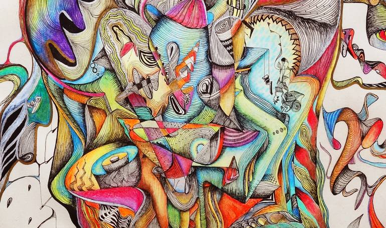 Original Pop Art Abstract Drawing by Karma Sirikogar