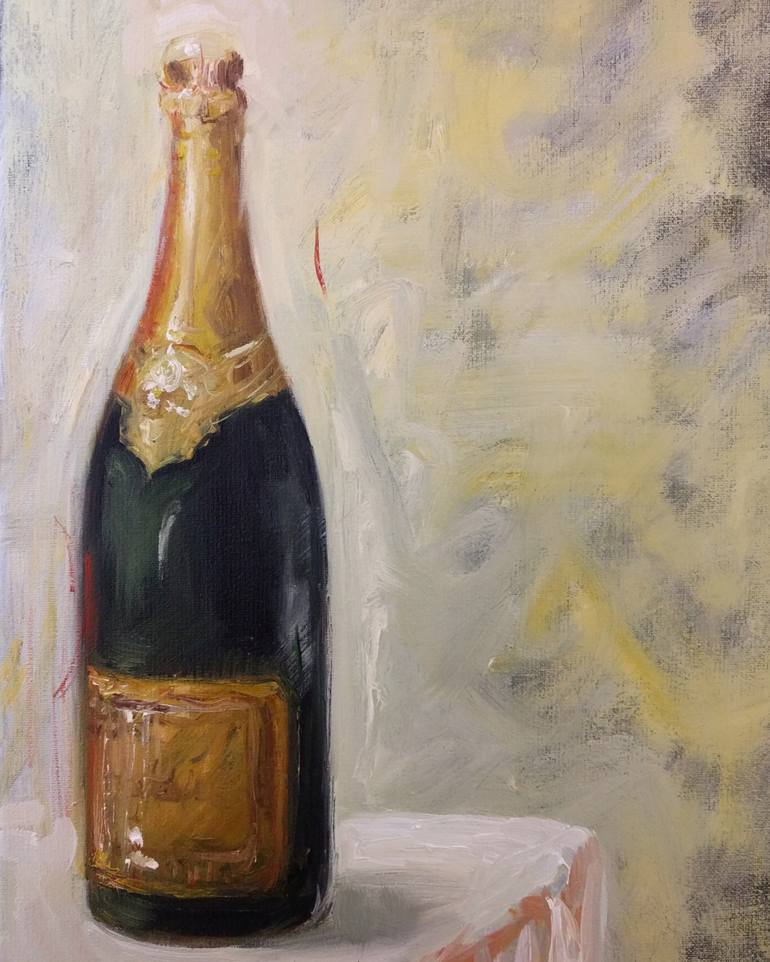 how to paint a champagne bottle