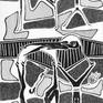 This is ink with pen on paper. It is my abstract that I have make in the beginning of my career. Full with fantasy I use a lot experiments at this time, with a lot of lines and points on the paper to have the shadows I want.
The most of them are black and white and I make a small story with people, animals, plants, faces and ghosts.