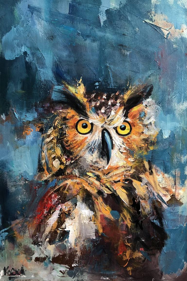 Owl Painting by Dejan Bozinovski | Saatchi Art