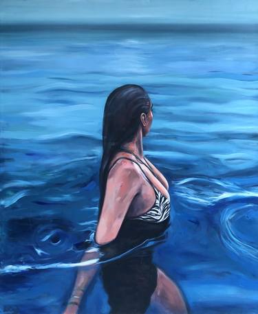Original Figurative Beach Paintings by Dejan Bozinovski